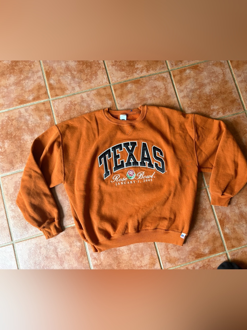 Vintage UNIVERSITY OF Texas LONGHORNS Rose Bowl Orange Sweatshirt 2005 sz XL